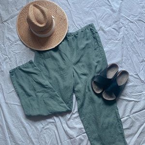 J Crew L Sage Green Linen Blend Pull-On Pants